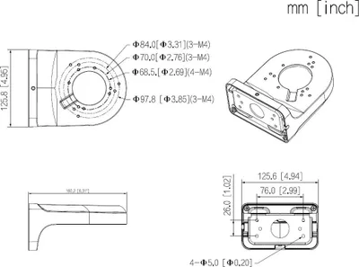 Kllapë muri Dahua PFB205W-E, për kamera dome, metalike, e bardhë - 4