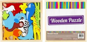 Puzzle druri Mega Creative, 12 elemente, kafshë shumëngjyrëshe