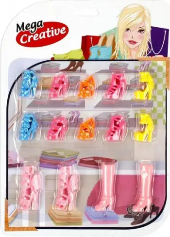 Set aksesorë këpucë për kukulla Mega Creative, plastike, shumëngjyrëshe