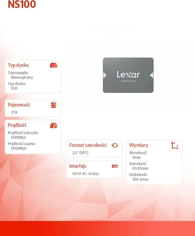 Disk SSD Lexar NS100, 2TB, 2.5" SATA III - 7