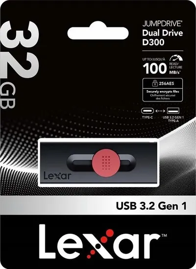 USB Lexar JumpDrive Dual Drive D300, 32GB, USB 3.2 Type A dhe Type C, i zi - 2