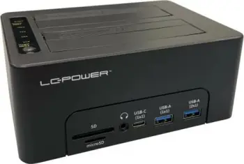 Docking station LC-Power LC-DOCK-C-MULTI-HUB, 2x SATA 2.5/3.5", USB 3.2 Gen 2, HDMI, SD/microSD, e zezë