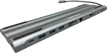 USB hub LC-Power LC-HUB-C-MULTI-8, USB-C, 100W, HDMI, VGA, RJ45, SD, MicroSD, e zezë/argjendtë