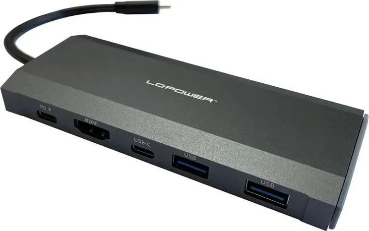USB hub LC-Power LC-HUB-C-MULTI-7-M2, 2x USB-A, 2x USB-C, HDMI, M.2 SSD, 100W, antracit - 1