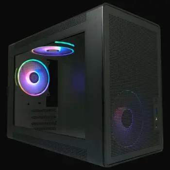 Kasë LC-Power LC-716MB-ON, Micro Tower, micro ATX/Mini-ITX, xham i temperuar, RGB, e zezë