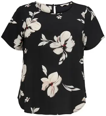 Bluzë ONLY CARMAKOMA FLORENCe FLOWER 15218353, e zezë, 3XL