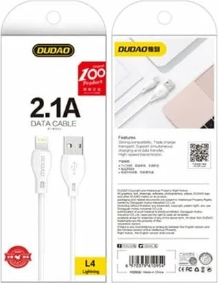 Kabllo Dudao USB-A - Lightning (52148), 2m, e bardhë - 12