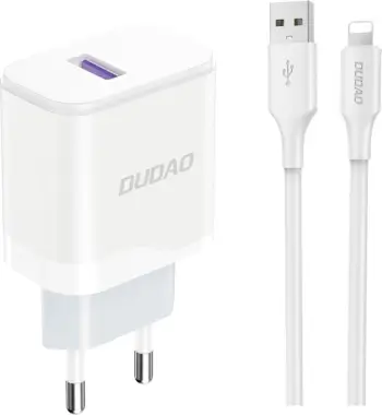 Karikues Dudao A20EU, 1x USB-A, me kabllo USB-A në Lightning, bardhë