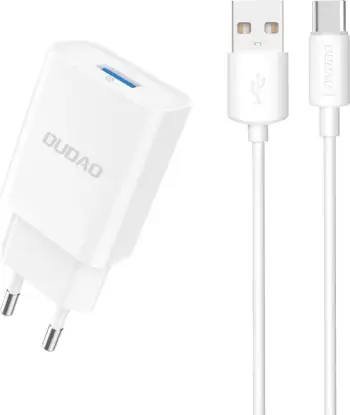 Karikues muri Dudao A4EU me USB-A 2.1A, me kabllo USB-A në USB-C, Bardhë