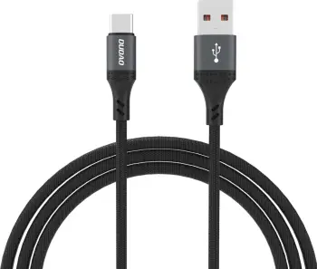 Kabllo Dudao L3ST USB-A në USB-C, 1.2m, 5A, i mbështjellë me najlon, Zi