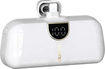 Powerbank Dudao K20SL, 5000 mAh, Lightning/USB-C, Bardhë