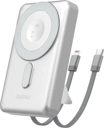Powerbank Dudao K29, 10000mAh, MagSafe, me kasë metalike, USB-C/Lightning, Argjend
