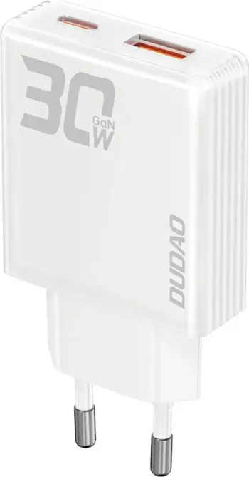 Karikues muri Dudao A30EU, GaN, 30W, 2 porta USB-A/USB-C, i bardhë