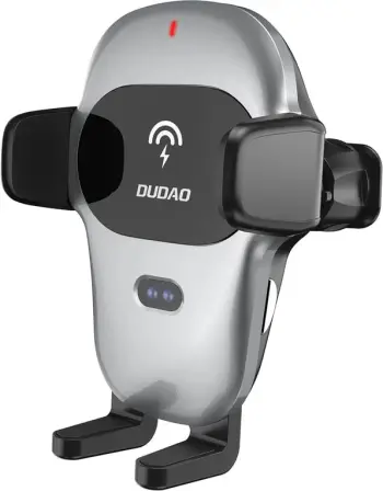 Mbajtës automatik për celular Dudao F20xs me karikues wireless 15W, Gri