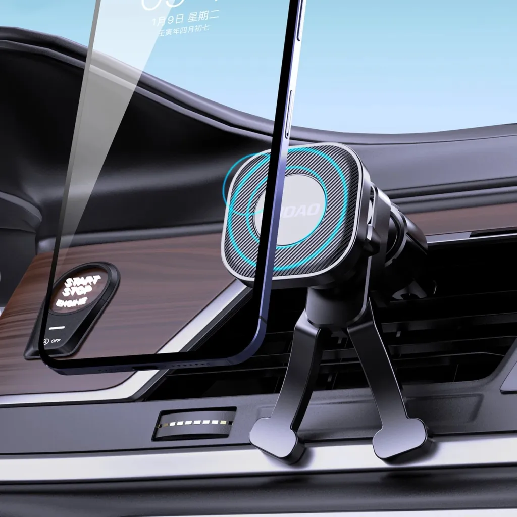 Mbajtëse magnetike për veturë Dudao F6Pro, për grilë ajri, rrotullim 360°, e zezë - 2