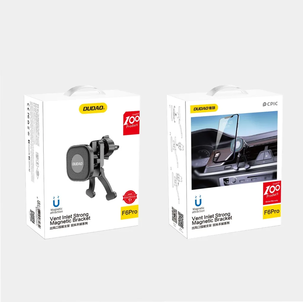 Mbajtëse magnetike për veturë Dudao F6Pro, për grilë ajri, rrotullim 360°, e zezë - 5