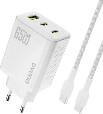 Karikues USB Dudao A29CEU, 65W GaN, 2x USB C 1x USB A, i bardhë