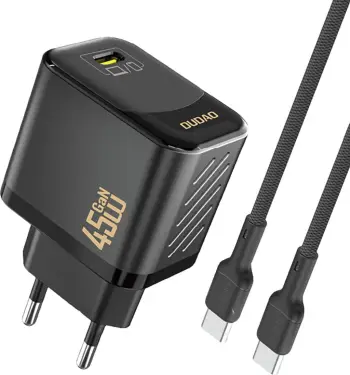Karikues muri Dudao A28C, GaN, 45W, me kabllo USB-C, i zi