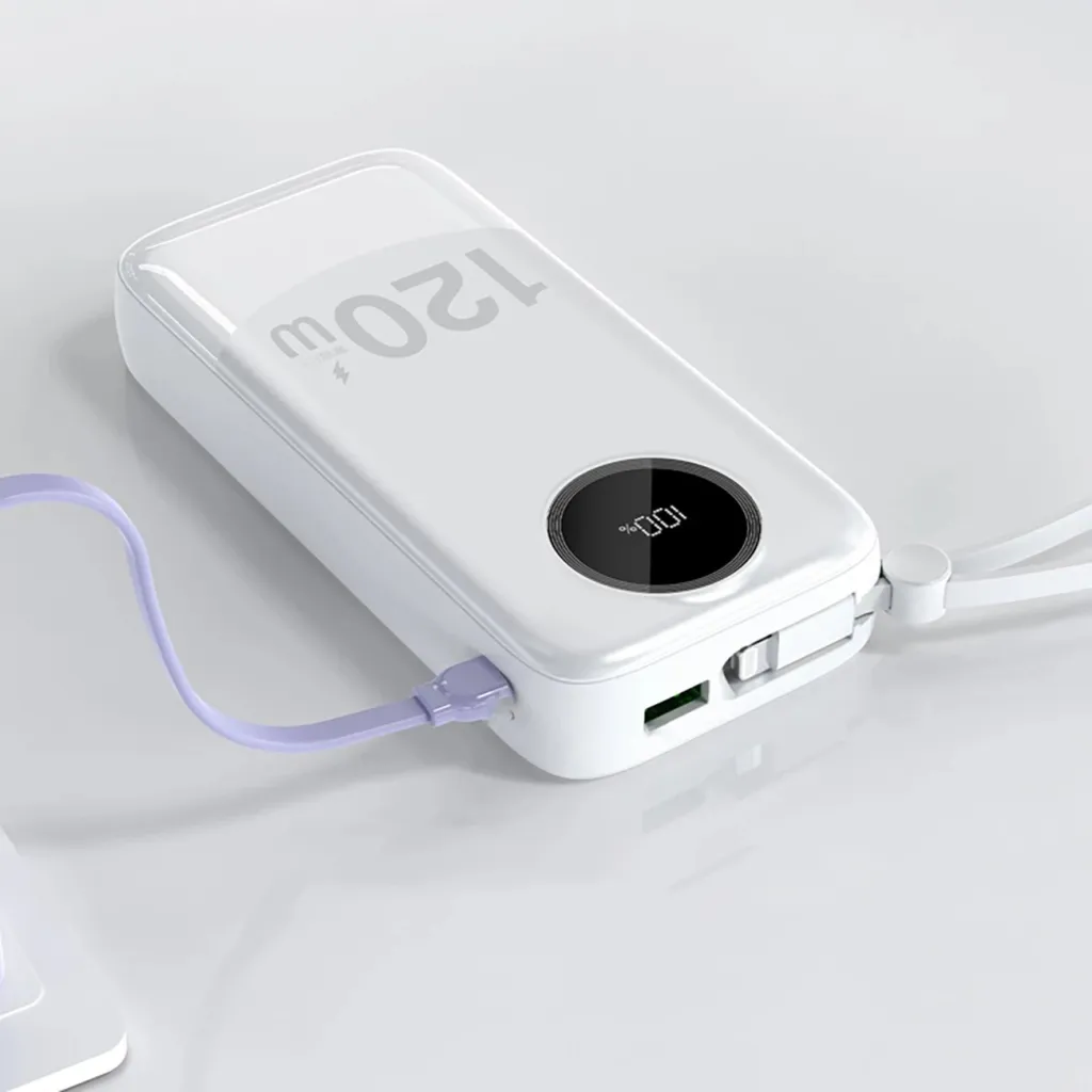 Powerbank Dudao K13Pro, 20000 mAh, me kabllo të integruara, Bardhë - 1