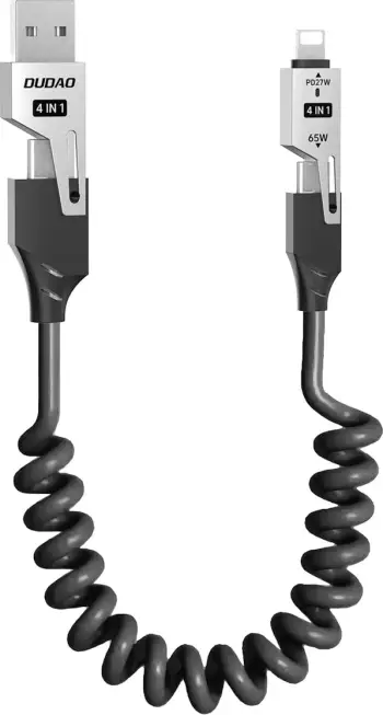 Kabllo USB Dudao L20 Pro 4in1, 1.5m, 65W, e zezë