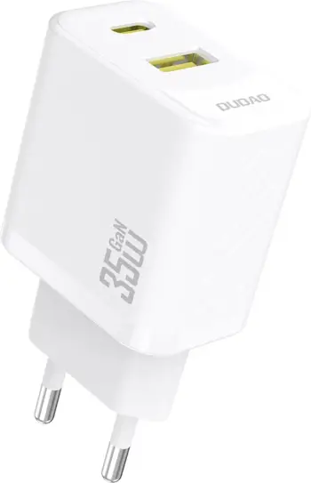 Karikues muri, Dudao, A27 Max, 35W GaN, 2 porta USB-C + USB-A, PD, prizë EU, pa kabllo, e bardhë