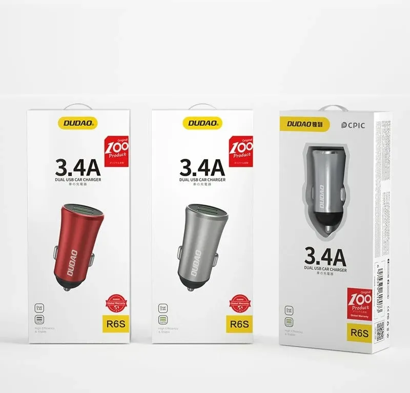 Karikues veture Dudao R6S, 2x USB, 3.4A, argjend - 3