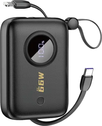 Powerbank Dudao K14, 10000mAh, me display, USB-C/Lightning, e zezë