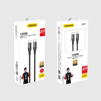 Kabllo USB Dudao DDA266, USB C në USB C, 1m, 120W, e zezë