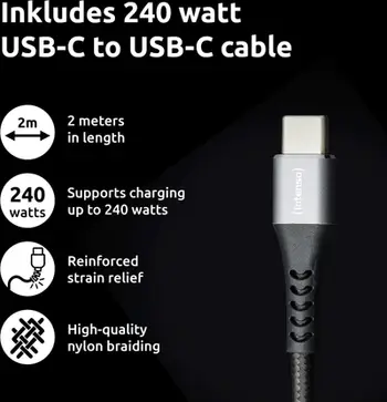 Karikues muri Intenso Power Adapter W100ACC GaN, 2x USB A, 100W, me kabllo USB C në USB C, i bardhë
