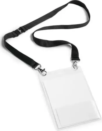 Badge qafe Durable Event Badge A6, me mbajtëse transparente, i zi