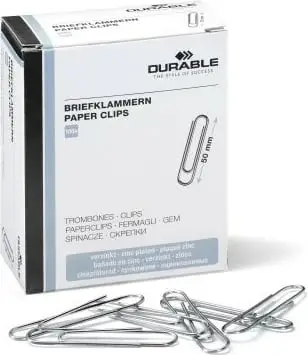 Kapëse letre Durable Paper Clips, 50mm, të galvanizuara, 100 copë
