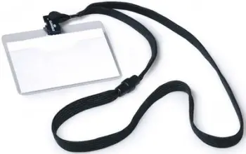 Mbajtëse distinktivi Durable Badge Holder 8139-01, me lanyard, transparente