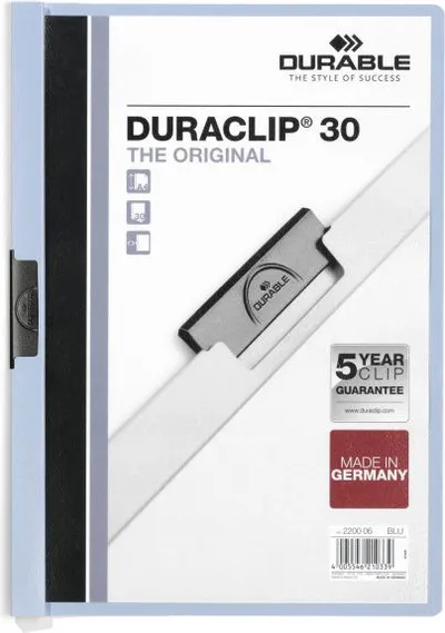 Dosje me kapëse Durable A4, 30 fletë, e kaltër - 1