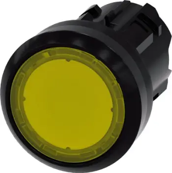 Buton i ndriçuar komandues Siemens 3SU1001-0AB30-0AA0, 22mm, plastik, i verdhë, momental