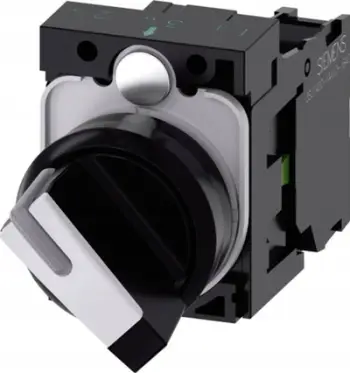 Ndërprerës rrotullues Siemens SIRIUS ACT 3SU1100-2BF60-1BA0, 22mm, me ndriçim opsional, plastik, i zi e bardhë