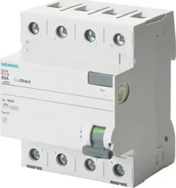 Ndërprerës diferencial Siemens, 4P, 40A 100mA AC