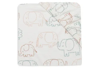 Çarçaf shtrati Elephant Tales, 60x120cm, i bardhë - 1
