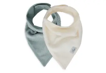 Përparëse Jollein Bandana Velvet Rib Sea Green/Ivory, 2 copë
