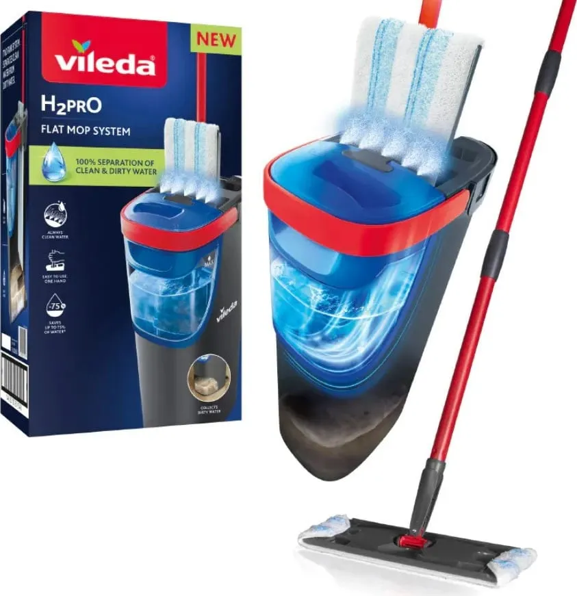 Mop i sheshtë Vileda H2prO, mikrofibër, i zi - 1