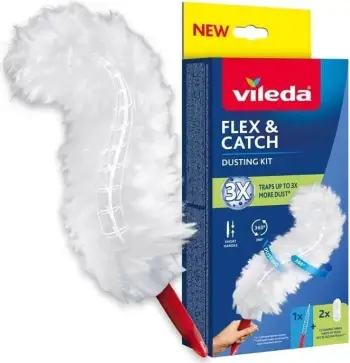Pluhurmbledhës Vileda Duster, dorezë e shkurtër, 2 inserte Flex and Catch, shumëngjyrësh