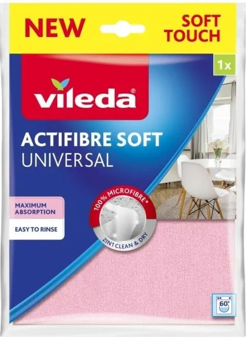 Leckë pastrimi Vileda Actifibre Soft, mikrofibër, e verdhë - 1