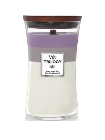 Qiri aromatik WoodWick Trilogy Amethyst Sky large, 609.5 g