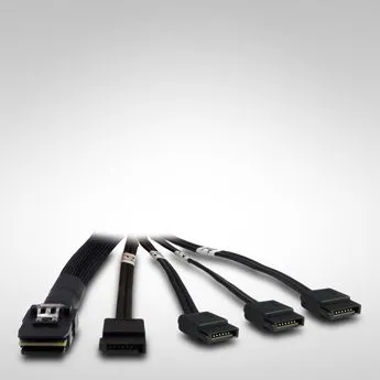 Kabllo Inter-Tech SFF 8087 - SATA x4, 0.65m, e zezë - 1