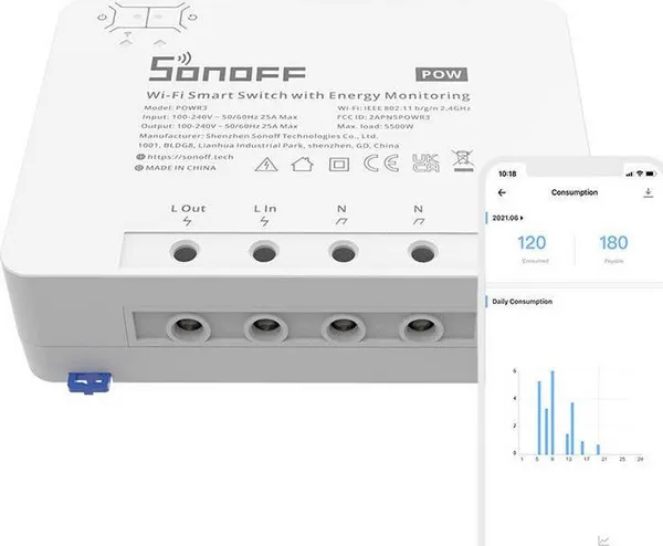 Ndërprerës Sonoff POWR3 High Power Smart - 4