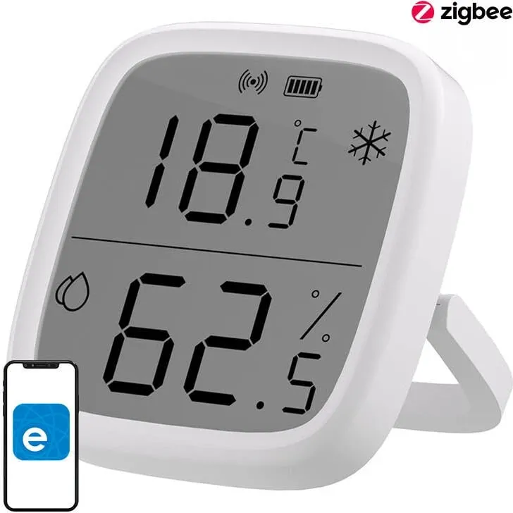 Sensor temperature e lagështie Sonoff SNZB-02D, ZigBee, me ekran LCD, i bardhë - 1