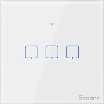 Switch i mençur Sonoff T1 EU TX, 3 kanale, WiFi + RF 433MHz, i bardhë