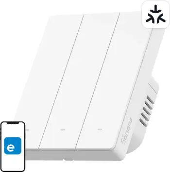 Ndërprerës inteligjent muri Sonoff M5 3C 80W, 3 kanale, WiFi Matter, për kornizë