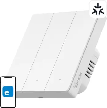 Çelës i mençur muri Sonoff SwitchMan M5 Matter, WiFi 2.4GHz, 3 butona, i bardhë