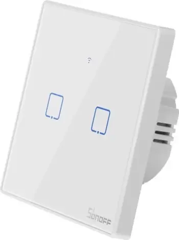Ndërprerës Inteligjent me Prekje SONOFF T2EU1C TX, Wi-Fi, i Përshtatshëm me Amazon Alexa dhe Google Assistant, me Panel Xhami, i Bardhë. (Bardhë)