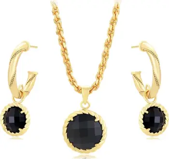 Set Xuping të praruara në ar 24 karatësh QVAZ9 - qafore + vathë, artë/zezë